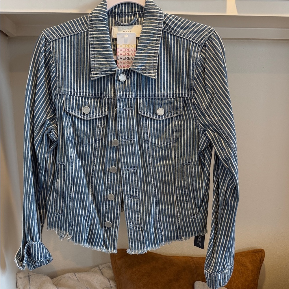 Blank NYC Blue Striped Jean Jacket